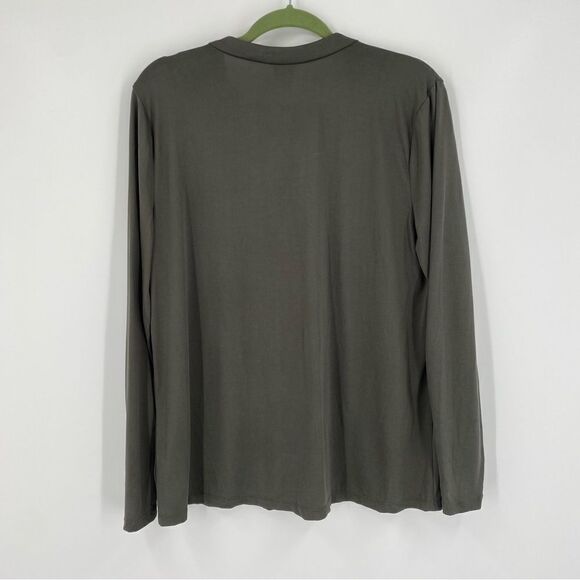 A New Day Women’s Slit V Neck Long Sleeve Blouse size XL Olive Green - Picture 5 of 5